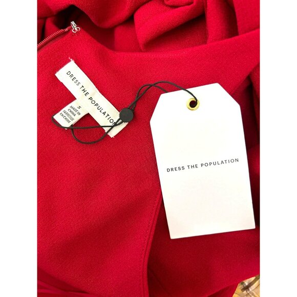 Dress the Population Women's Ruby Red Spaghetti Strap Plunging Long Dress Small - Picture 5 of 5